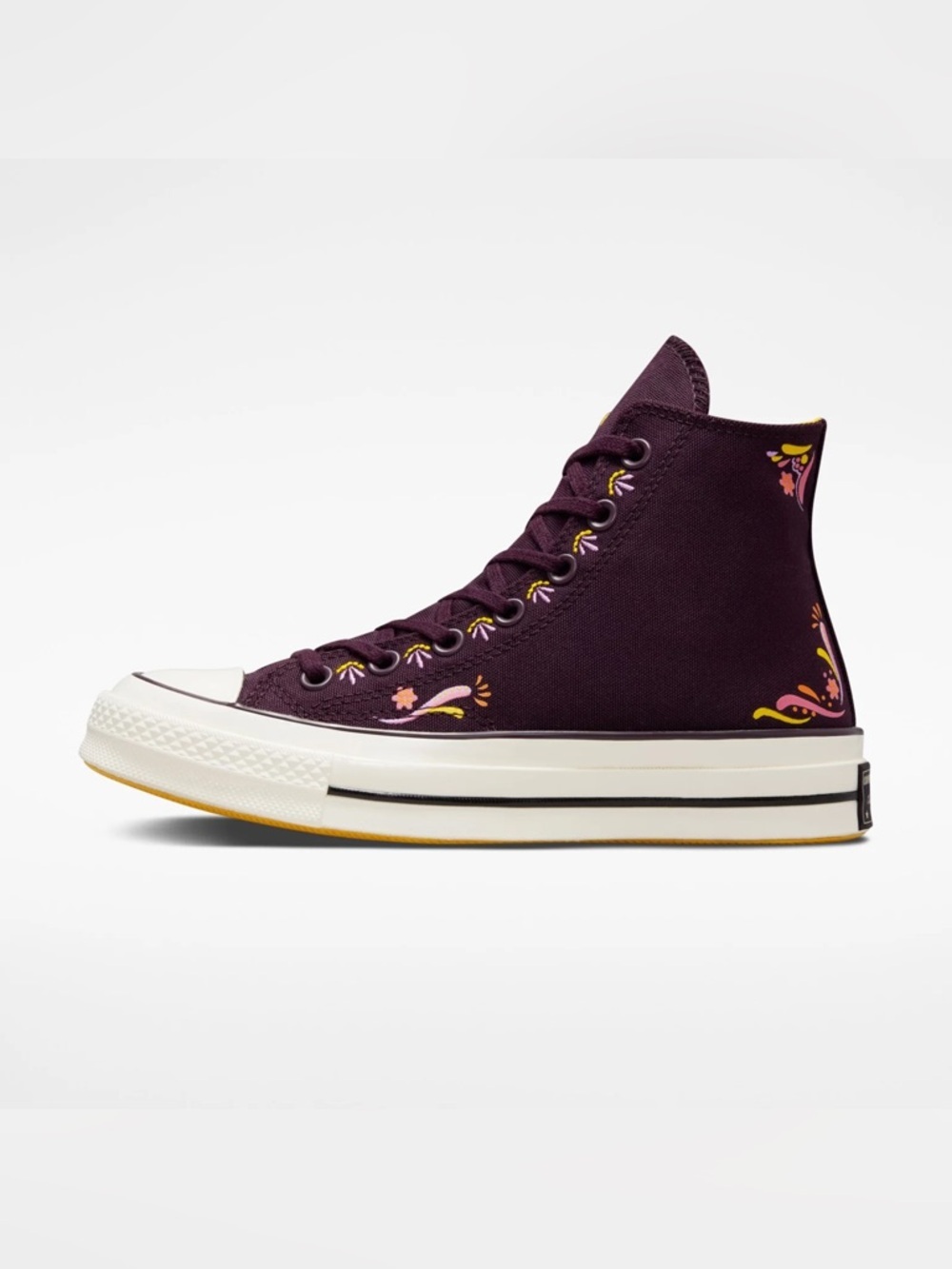 Converse Chuck 70 Platform Day of the Dead Black Cherry/Amarillo Sneakers 8.5 - Picture 3 of 16